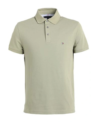 Shop Tommy Hilfiger Man Polo Shirt Sage Green Size L Cotton, Elastane