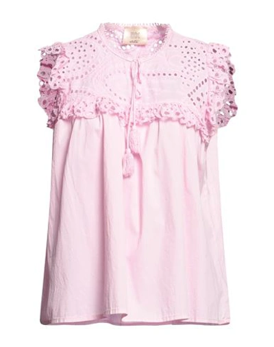 Shop Dx Collection Woman Top Pink Size S Cotton