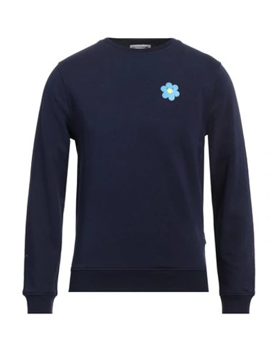 Shop Daniele Alessandrini Homme Man Sweatshirt Navy Blue Size L Cotton, Polyester