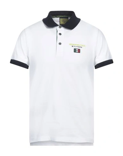 Shop Aeronautica Militare Man Polo Shirt White Size M Cotton, Elastane