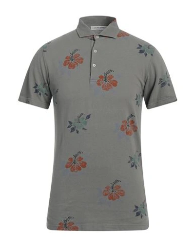 Shop La Fileria Man Polo Shirt Dove Grey Size 44 Cotton, Lycra
