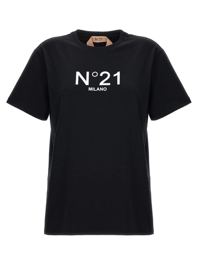 Shop N°21 Flocked Logo T-shirt Black