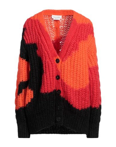 Shop Alexander Mcqueen Woman Cardigan Orange Size M Mohair Wool, Polyamide, Wool