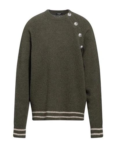 Shop Balmain Man Sweater Military Green Size L Wool, Cashmere, Polyamide