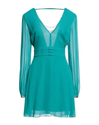 Shop Patrizia Pepe Sera Woman Mini Dress Turquoise Size 8 Viscose In Blue