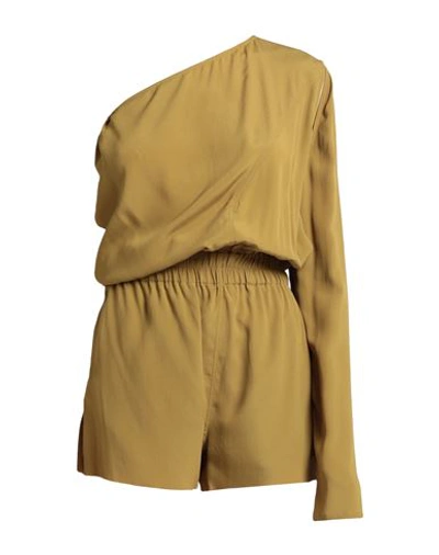 Shop Rick Owens Woman Jumpsuit Khaki Size 6 Acetate, Silk In Beige