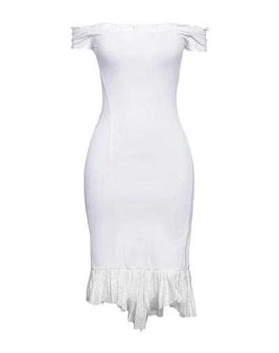 Shop Mm6 Maison Margiela Woman Mini Dress White Size M Polyamide, Elastane, Polyester