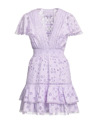 Shop Temptation Positano Woman Mini Dress Lilac Size M Cotton In Purple