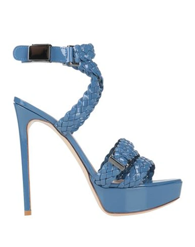 Shop Deimille Woman Sandals Azure Size 7.5 Soft Leather In Blue