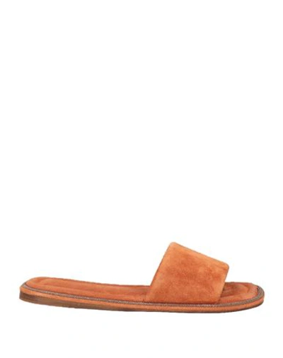 Shop Brunello Cucinelli Woman Sandals Orange Size 8 Soft Leather