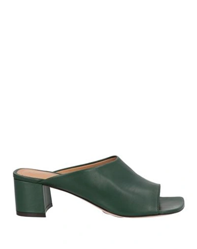 Shop Dries Van Noten Woman Sandals Dark Green Size 8 Leather