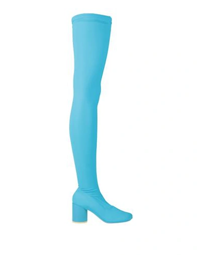 Shop Mm6 Maison Margiela Woman Boot Azure Size 6 Textile Fibers In Blue