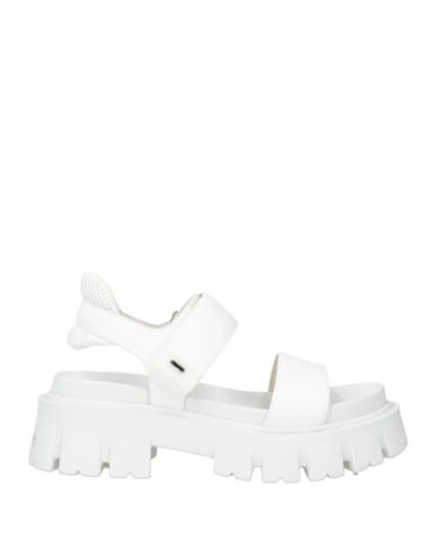 Shop Premiata Woman Sandals White Size 11 Textile Fibers
