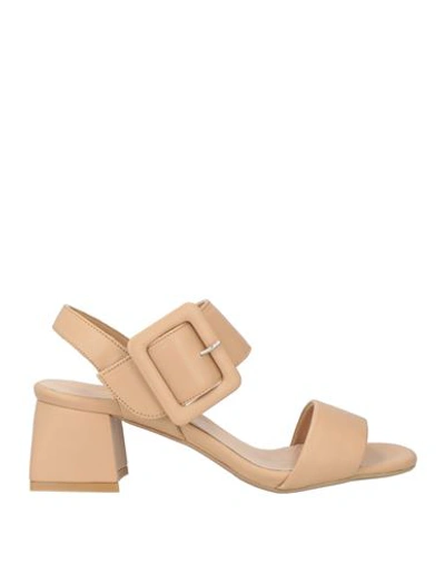 Shop Attisure Woman Sandals Beige Size 8 Leather