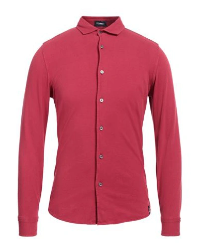 Shop Drumohr Man Shirt Garnet Size Xs Cotton In Red