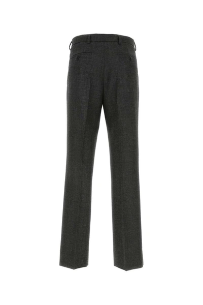 Prada Wool Pant In Dark Grey Blend In Grey