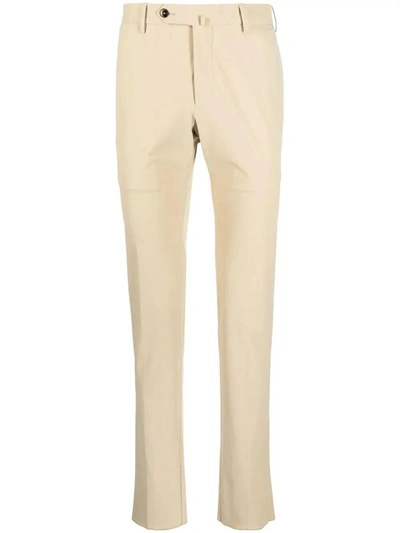 Shop Pt01 Organic Kitenic Summer Fabric Slim Flat Front Pants Clothing In Brown