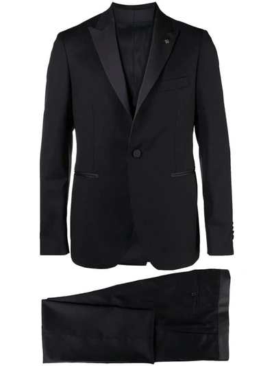 Tagliatore Virgin Wool Suit With Vest With Five Buttons In Blue