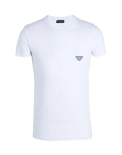 Shop Emporio Armani T-shirt Slim Fit Man Undershirt White Size L Cotton, Elastane
