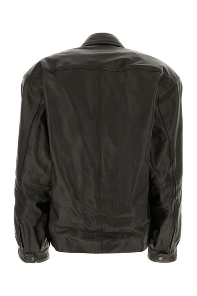 Shop Balenciaga Man Black Leather Oversize Jacket