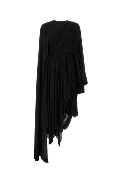 Shop Balenciaga Woman Black Crepe Dress