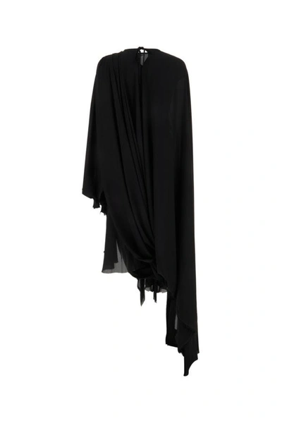 Shop Balenciaga Woman Black Crepe Dress