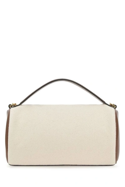 Shop Bally Woman Two-tone Canvas And Leather Calyn Handbag In Multicolor