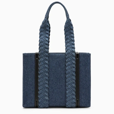 Shop Chloé Woody Denim Small Tote Bag Women In Blue
