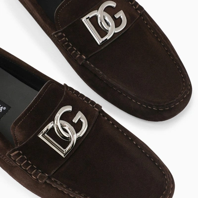 Shop Dolce & Gabbana Dolce&gabbana Brown Suede Loafer With Logo Men