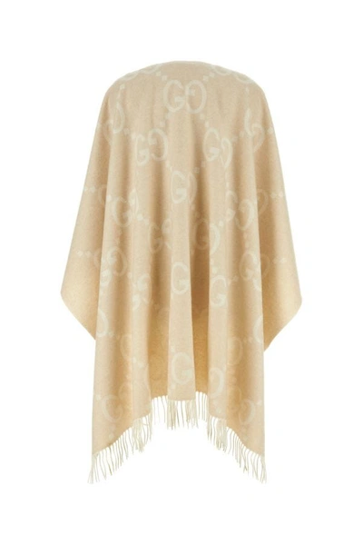 Shop Gucci Woman Embroidered Cashmere Reversible Cape In White