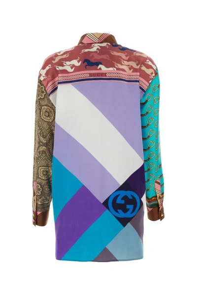 Shop Gucci Woman Printed Silk Shirt In Multicolor