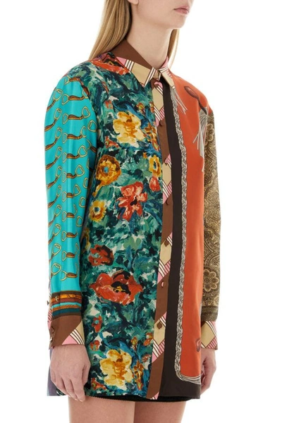 Shop Gucci Woman Printed Silk Shirt In Multicolor