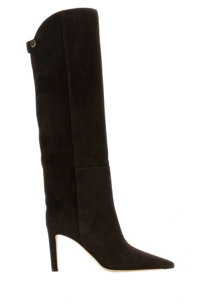 Shop Jimmy Choo Woman Chocolate Suede Alizze Boots In Brown