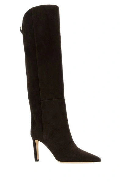 Shop Jimmy Choo Woman Chocolate Suede Alizze Boots In Brown