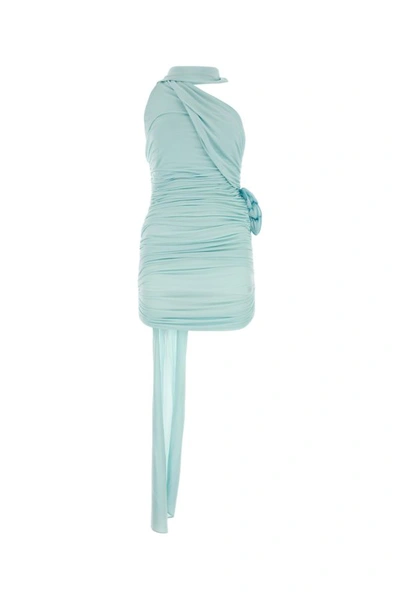 Shop Magda Butrym Woman Light Blue Stretch Cupro Mini Dress