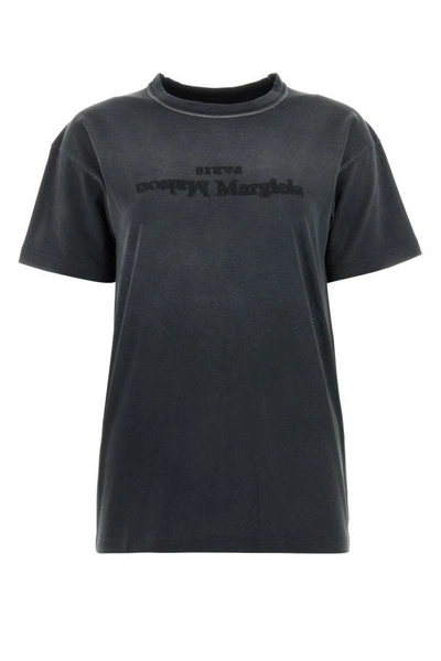 Shop Maison Margiela Woman Charcoal Cotton T-shirt In Gray