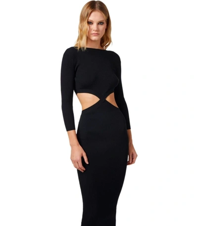 Shop Elisabetta Franchi Black Cut-out Knitted Dress