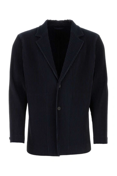 Shop Issey Miyake Homme Plisse'  Jackets And Vests In Blue