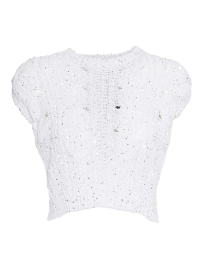 Shop Lorena Antoniazzi Knitted Vest In White