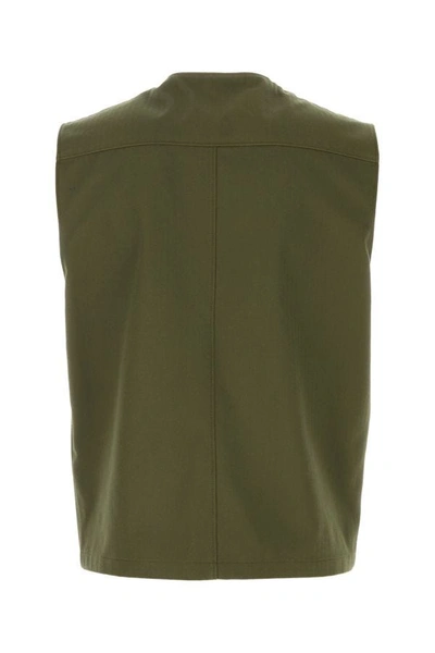Shop Prada Man Army Green Cotton Vest