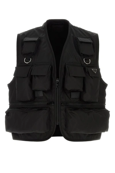 Shop Prada Man Black Re-nylon Vest