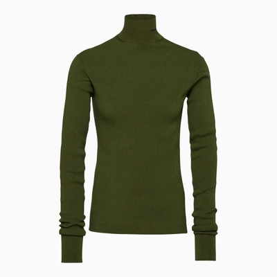 Shop Prada Military Green Cotton Turtleneck Pullover Men
