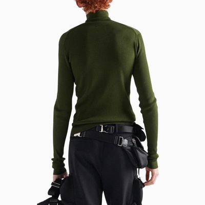 Shop Prada Military Green Cotton Turtleneck Pullover Men