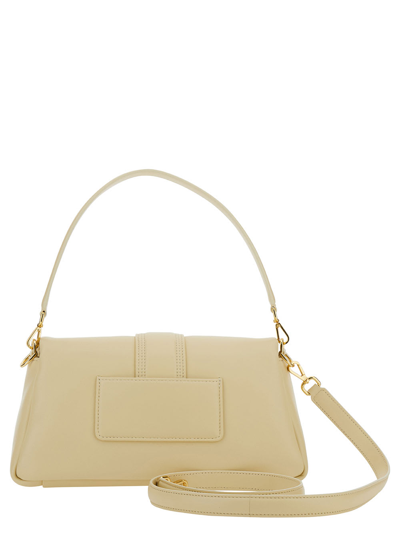 Shop Jacquemus Le Bambimou Ivory Shoulder Bag With Magnetic Fastening And Logo Detail In Leather Woman In White