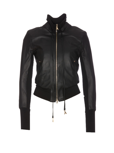 Shop Patrizia Pepe Leather Jacket In Black