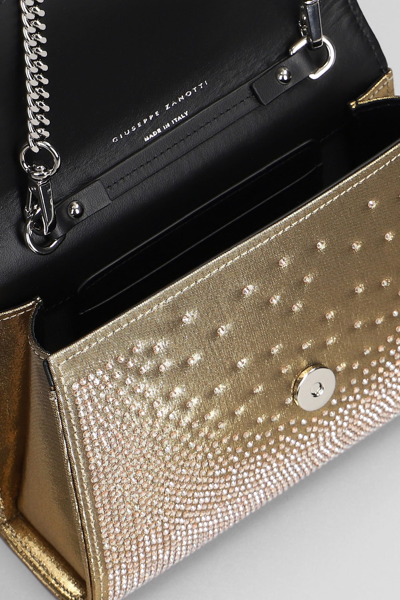 Shop Giuseppe Zanotti Clutch In Gold Satin