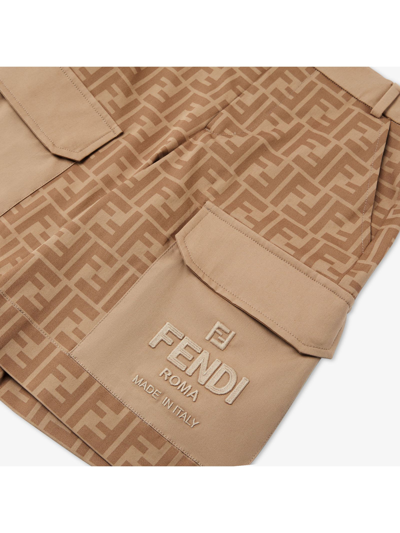 Shop Fendi Beige Stretch Gabardine Junior Bermudas