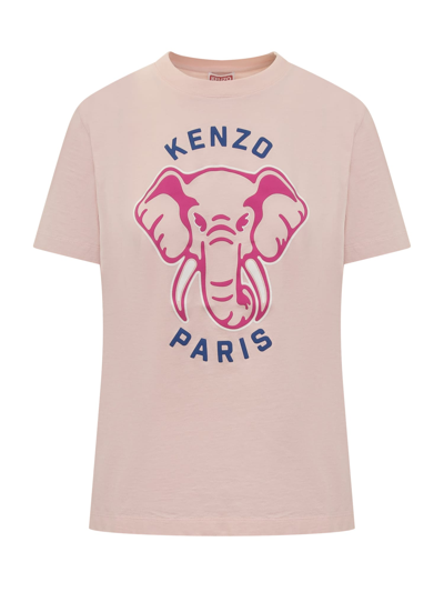 Shop Kenzo Elephant T-shirt In Faded Pink