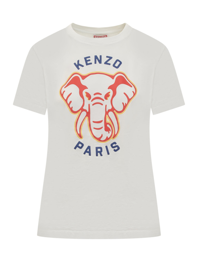 Shop Kenzo Elephant T-shirt In Off White