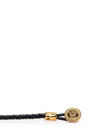 Shop Versace Medusa Biggie Bracelet In Black- Gold